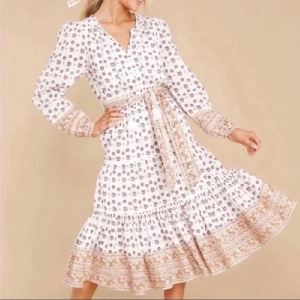 CLEOBELLA Artisan Crafted Woodblock Print Blakely Midi Dress - NWT - XS